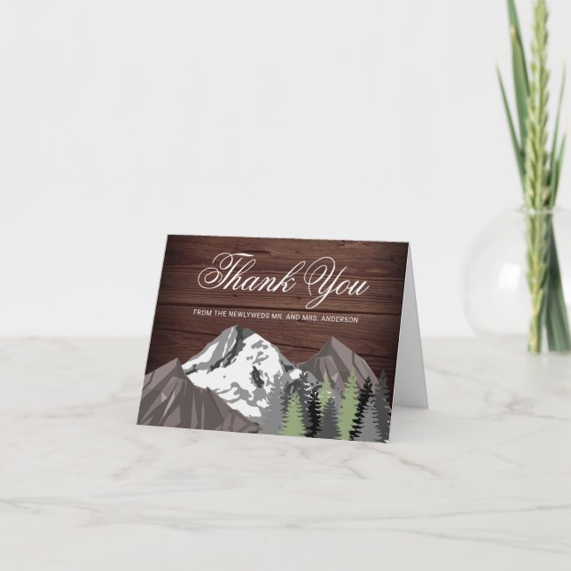 Carte De Remerciements Mariage forestier rustique de Wood Mountain (Devant)