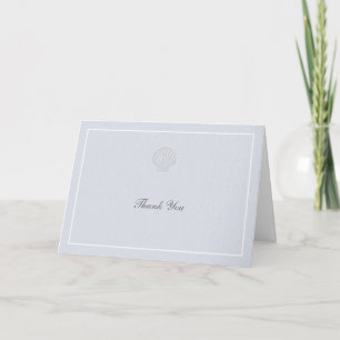 Carte De Remerciements Mariage Formel Bleu Blanc Coquille Nautique Côtièr