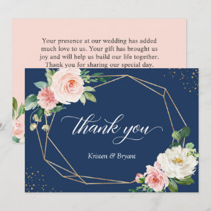 Carte De Remerciements Mariage géométrique bleu bleu bleu bleu rose bleu 