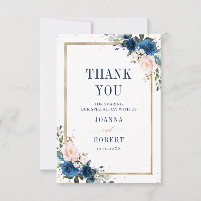 Carte De Remerciements Mariage géométrique bohème rose rose bleu marine (Devant)
