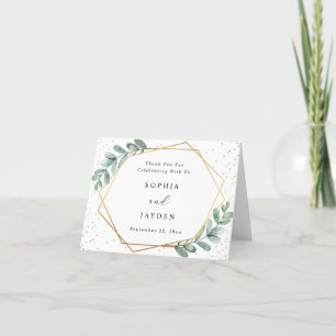 Carte De Remerciements Mariage géométrique Eucalyptus Gold