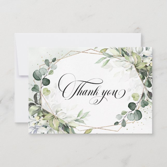 Carte De Remerciements Mariage géométrique moderne à la sauge d'eucalyptu (Devant)