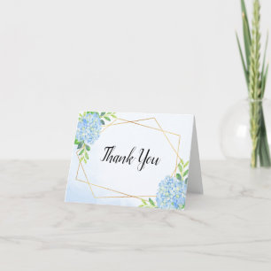 Carte De Remerciements Mariage géométrique moderne Blue Hydrangea