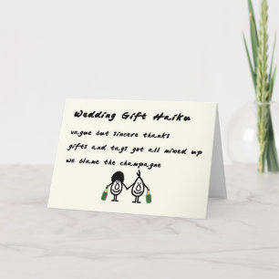 Carte De Remerciements Mariage Gift Haiku - un poème de remerciement amus