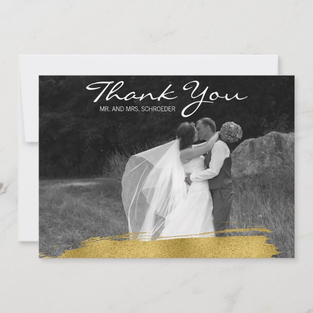 Carte de remerciements Mariage Gold Brusch (Devant)