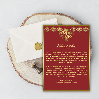 Carte de remerciements Mariage Gold et Red Eleganc
