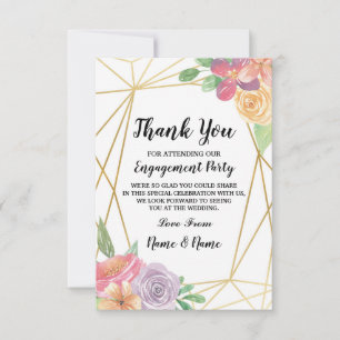 Carte de remerciements Mariage Gold Floral