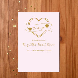 Carte De Remerciements Mariage Gold Forever Hearts Shower de Mariée