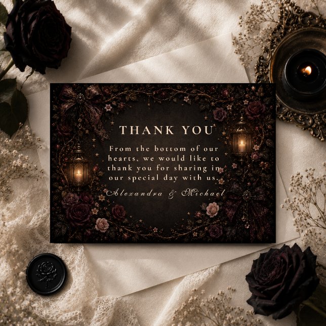 Carte De Remerciements Mariage gothique enchanté et fantaisiste (Créateur téléchargé)