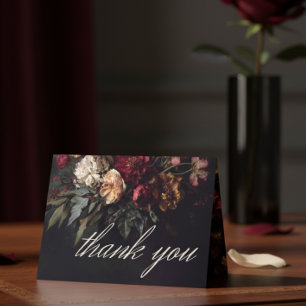 Carte De Remerciements Mariage gothique floral sombre romantique et lunat