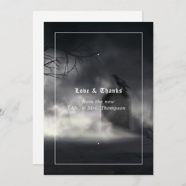 Carte De Remerciements Mariage gothique inquiétant (Devant / Derrière)