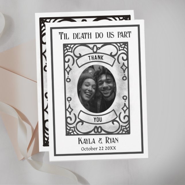 Carte De Remerciements Mariage gothique noir et moody (Créateur téléchargé)