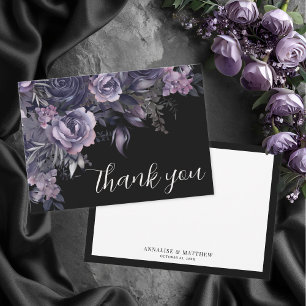 Carte De Remerciements Mariage gothique noir floral