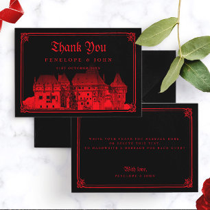 Carte De Remerciements Mariage gothique vampire château noir rouge