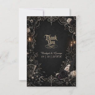 Carte De Remerciements Mariage Gothique Victorien Baroque Rose Perle