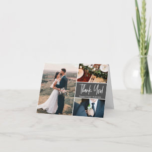 Carte De Remerciements Mariage gris MOD Personnalisé Photos Manufacture