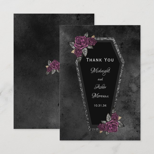 Carte De Remerciements Mariage Halloween Rose du café (Devant / Derrière)