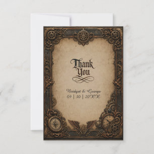 Carte De Remerciements Mariage Horloge Engrenage Steampunk Gothique