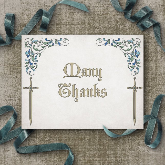 Carte De Remerciements Mariage Imaginaire Swords Gamer (Créateur téléchargé)