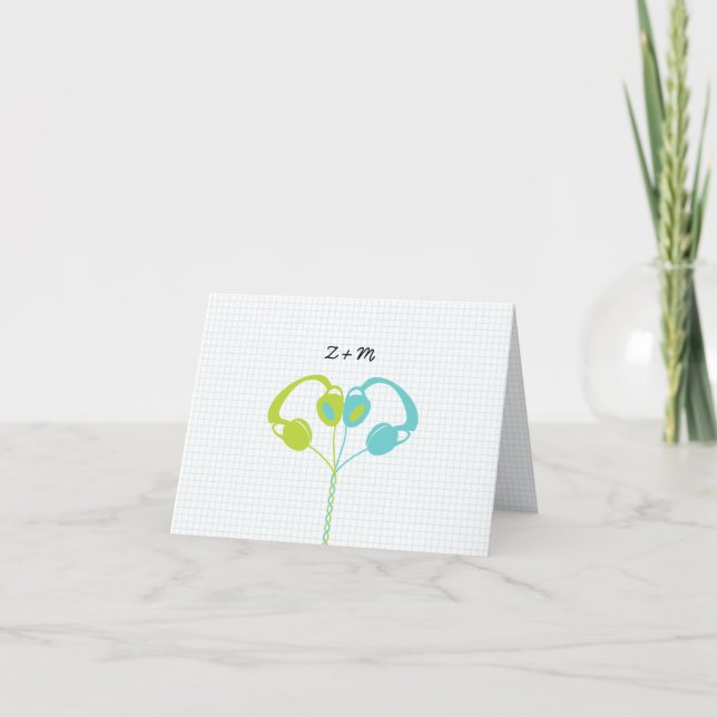 Carte De Remerciements Mariage indépendant de bleu de coeur (Devant)