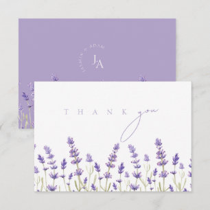 Carte De Remerciements Mariage initial minimaliste des Fleurs sauvages de