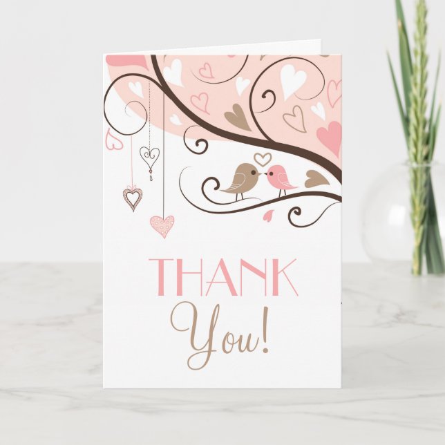 Carte de remerciements Mariage Inséparable rose et (Devant)