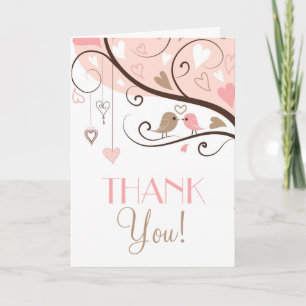 Carte de remerciements Mariage Inséparable rose et