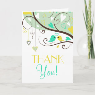 Carte de remerciements Mariage Inséparable vert et