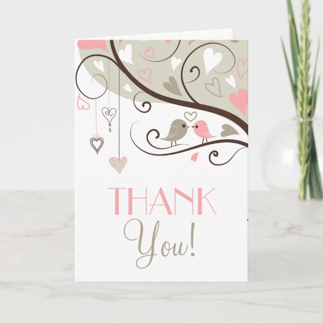 Carte de remerciements Mariage Inséparables gris e (Devant)