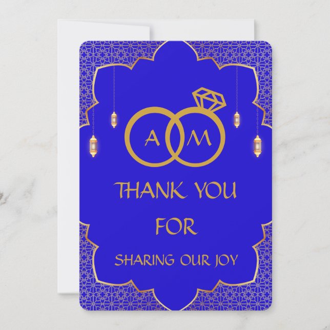 CARTE DE REMERCIEMENTS MARIAGE ISLAMIQUE (Devant)