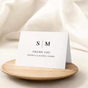 Carte De Remerciements Mariage ivoire Monogramme classique