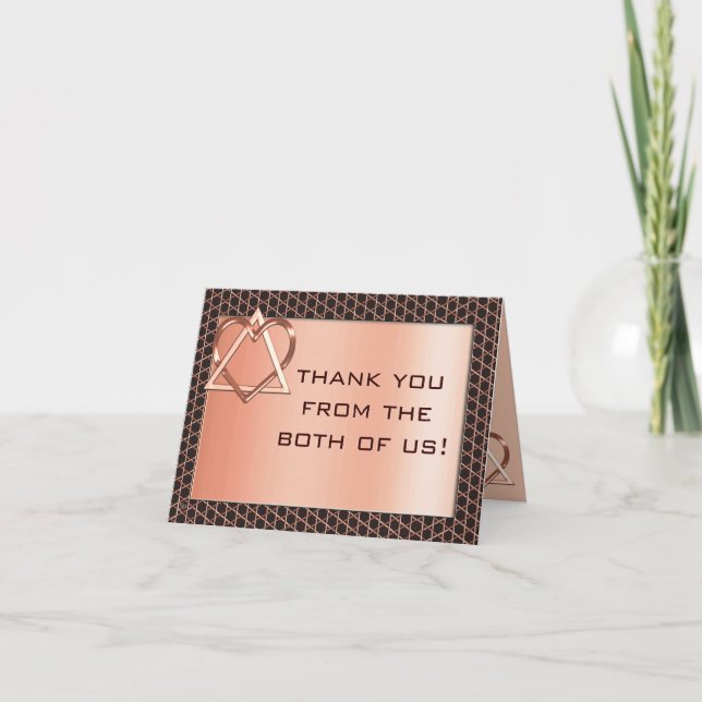 Carte De Remerciements Mariage Juif Copper Heart & Soul (Devant)