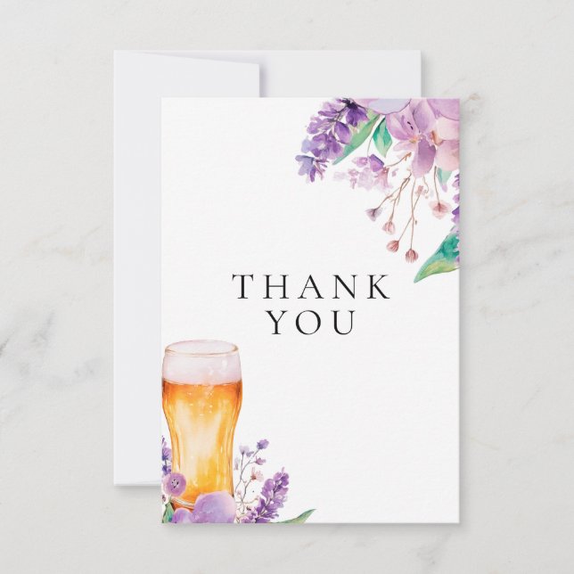 Carte De Remerciements Mariage Lavande Fleur Bière (Devant)