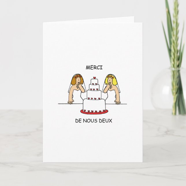 Carte De Remerciements Mariage lesbien français/mercis civils des (Devant)