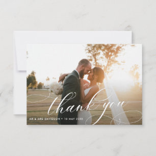 Carte De Remerciements Mariage lettrage calligraphié stylisé
