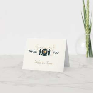 Carte De Remerciements Mariage LGBTQ bleu crème masculine à deux groom