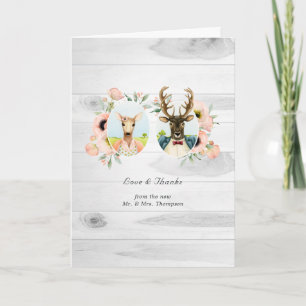 Carte De Remerciements Mariage licorne rustique fantaisiste forêt cerf