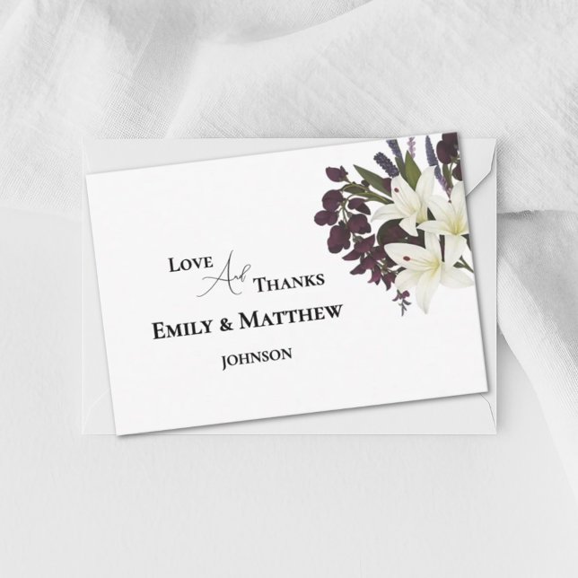 Carte de remerciements Mariage Lily et Plum (Créateur téléchargé)