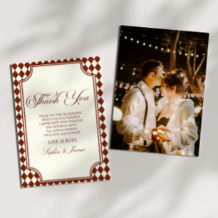 Carte De Remerciements Mariage Luxueux Vieille Fortune Bourgogne Ivoire V