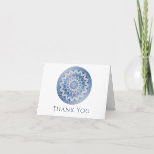 Carte De Remerciements Mariage Mandala Brodé Bleu