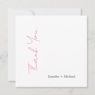 Carte De Remerciements Mariage mariage Calligraphie minimaliste rose blan