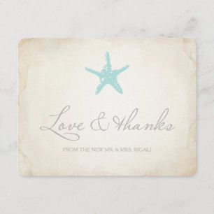 Carte de remerciements mariage, Mariage plage