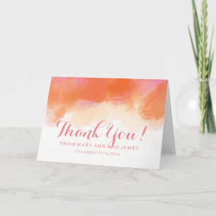Carte De Remerciements Mariage "Merci" Aquarelle de corail rose