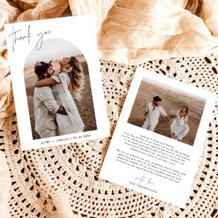 Carte de remerciements mariage   Merci photo Boho 