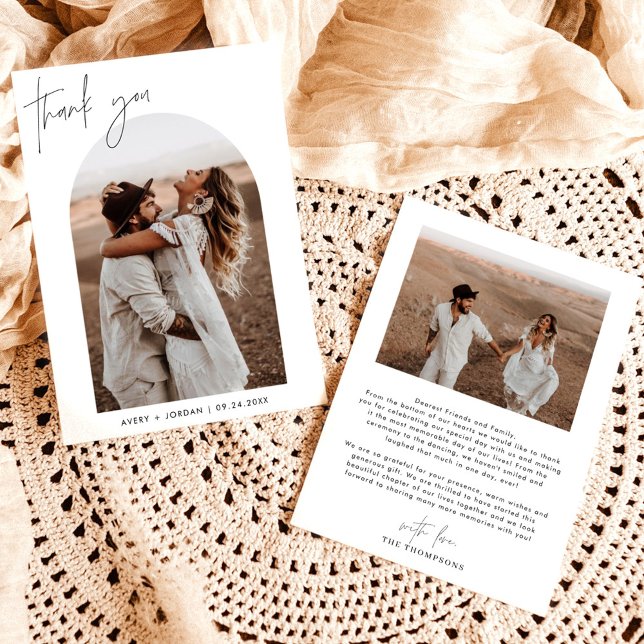 Carte de remerciements mariage | Merci photo Boho  (Créateur téléchargé)