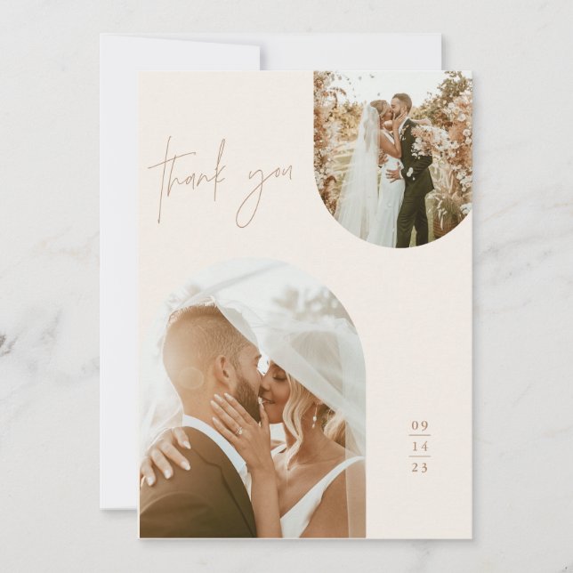 Carte de remerciements mariage | Merci photo Boho  (Devant)