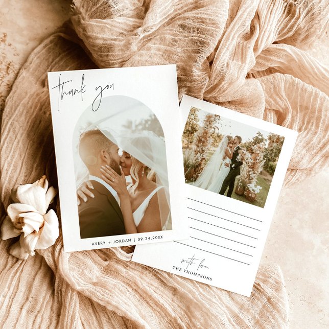 Carte de remerciements mariage, Merci photo Boho A (Créateur téléchargé)