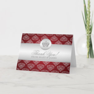 Carte De Remerciements Mariage "Merci" Royal Crown Red