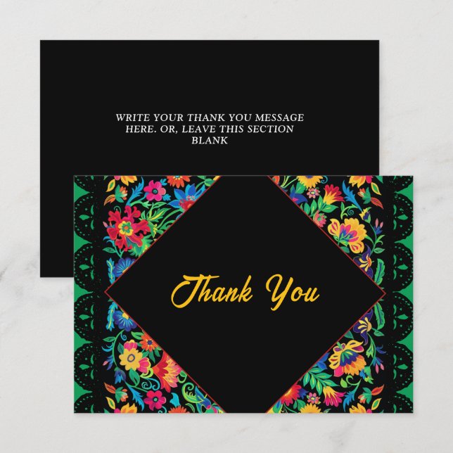 Carte De Remerciements Mariage mexicain coloré (Devant / Derrière)