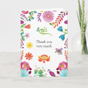 Carte De Remerciements Mariage Mexicain Fête Florale Colorée